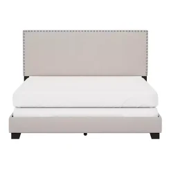 Kirklands Home Beds & Headboards|Fog Upholstered Nailhead Trim Queen Bed Gray