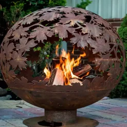 Kirklands Home Fire Pits|Forest Globe Fire Pit Orange
