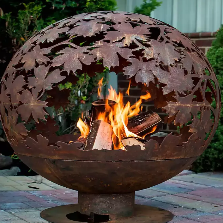 Kirklands Home Fire Pits|Forest Globe Fire Pit Orange