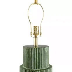 Kirklands Home Table Lamps|Forest Green Ribbed Table Lamp White