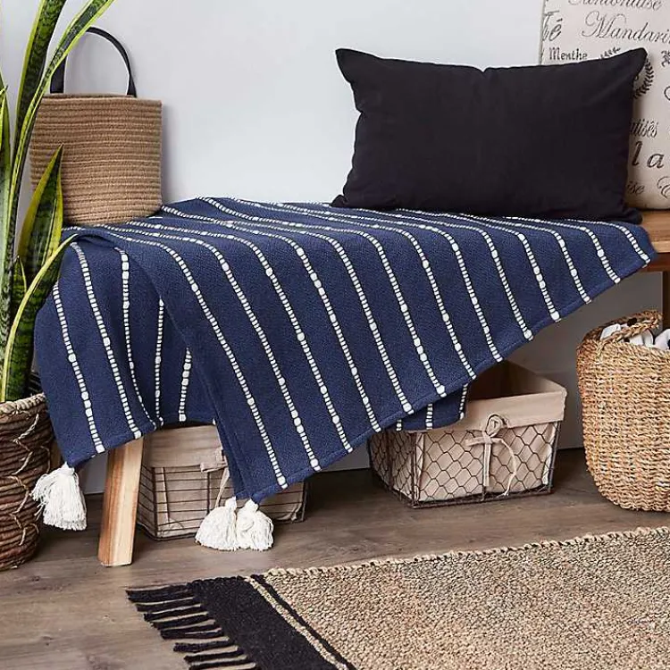 Clearance French Slub Stripe Decorative Throw Blankets & Throws