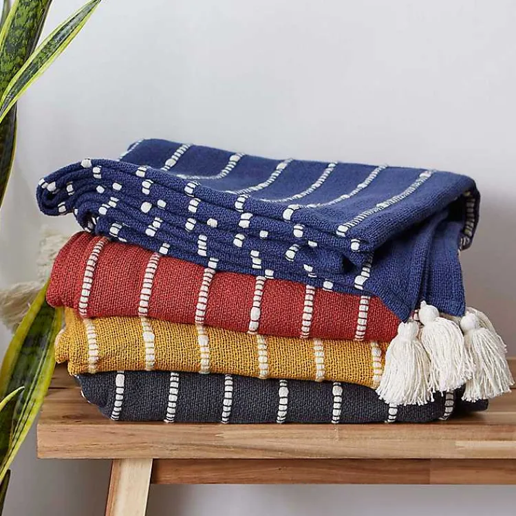 Clearance French Slub Stripe Decorative Throw Blankets & Throws