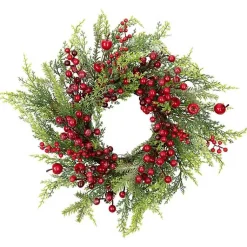Outlet Frosted Berry and Crabapple Cedar and Pine Wreath Christmas Wreaths
