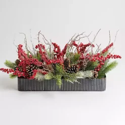 Outlet Frosted Pine Red Berry Christmas Arrangement Christmas Arrangements & Garland