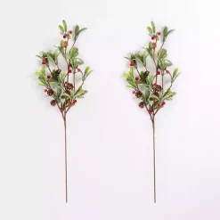 Discount Frosted Red Berry & Greenery Picks, Set of 2 Christmas Tree Decorations