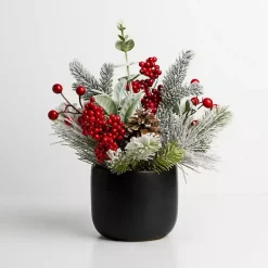Frosted Red Berry Pinecone Christmas Arrangement Christmas Arrangements & Garland