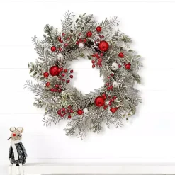 Frosted Silver Berries and Ornaments Wreath Christmas Wreaths