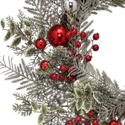 Frosted Silver Berries and Ornaments Wreath Christmas Wreaths