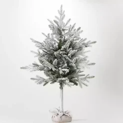 Outlet 4ft. Flocked Pine Christmas Tree in Burlap Sack Christmas Trees