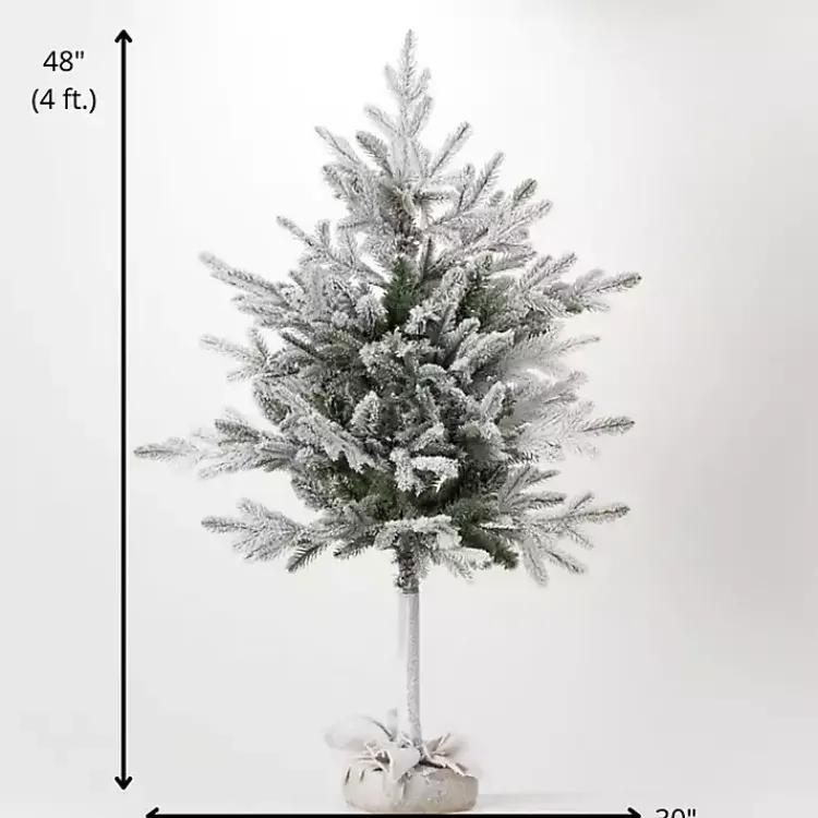 Outlet 4ft. Flocked Pine Christmas Tree in Burlap Sack Christmas Trees