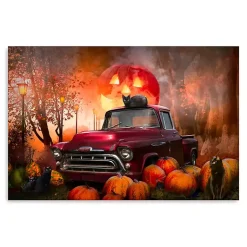 Best Full Moon Jack O Lantern Canvas Art Print, 32x48 Halloween