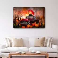 Best Full Moon Jack O Lantern Canvas Art Print, 32x48 Halloween
