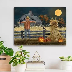 Best Full Moon Scarecrow Canvas Art Print, 18x24 Halloween