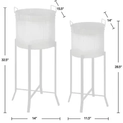 Kirklands Home Planters|Galvanized Planters with Stands, Set of 2 Black