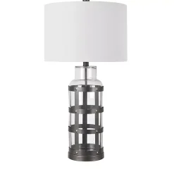 Kirklands Home Table Lamps|Galvanized Metal Glass Jug Table Lamp White