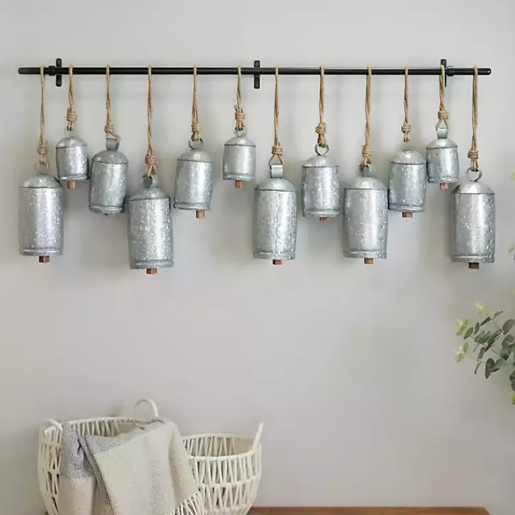 Online Galvanized Round Bells Wall Plaque Decorative Accents