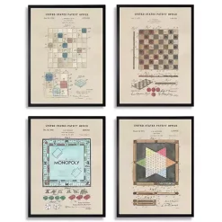Kirklands Home Framed Art|Game Boards Patents Framed Art Prints, Set of 4