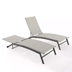 Kirklands Home Outdoor Seating|Gibson Gray Mesh Outdoor Loungers, Set of 2