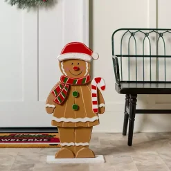 Best Gingerbread Man Wooden Porch Statue Outdoor Christmas Decorations
