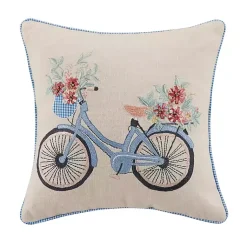 Best Gingham Bike Embroidered Pillow Pillows