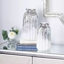 New Glazed Gray Glass Vases, Set of 2 Vases