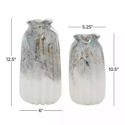 New Glazed Gray Glass Vases, Set of 2 Vases