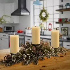 Glitter Bristle Pine Candle Centerpiece Christmas Centerpieces