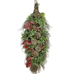 New Glitter Pinecone and Berry Teardrop Swag Christmas Wreaths