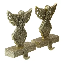 Glittery Angel Stocking Holders, Set of 2 Christmas Stockings & Stocking Holders
