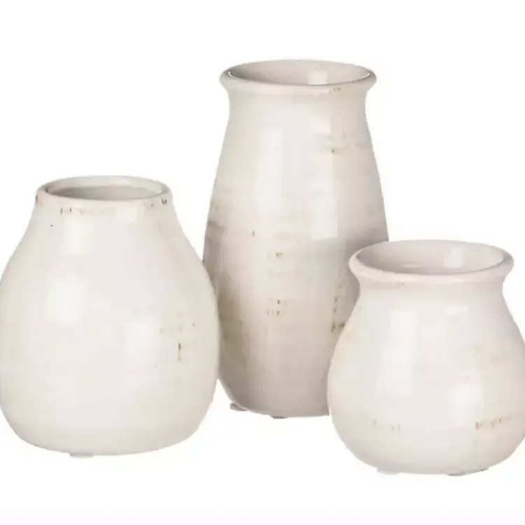 Outlet Glossy Curved Vases, Set of 3 Vases