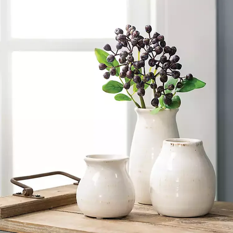 Outlet Glossy Curved Vases, Set of 3 Vases