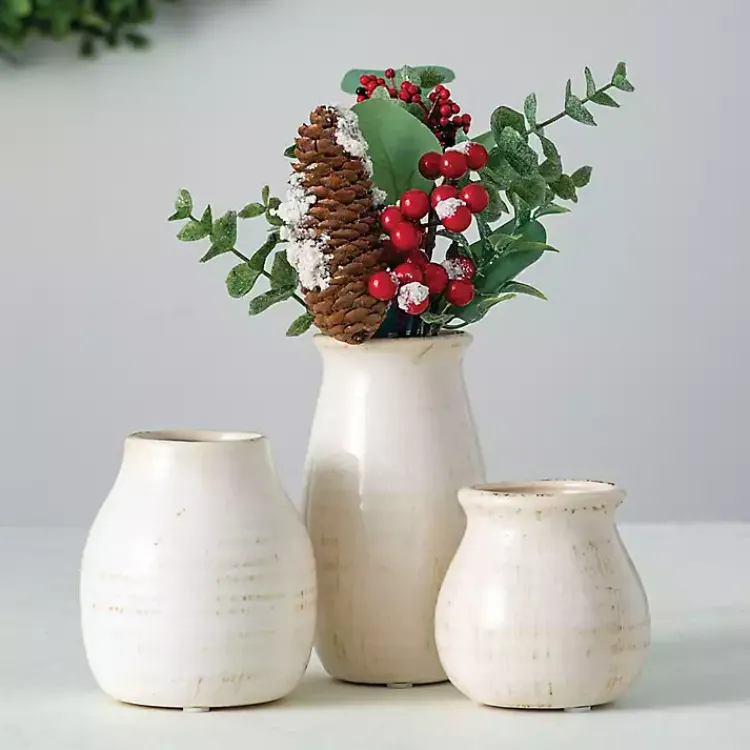 Outlet Glossy Curved Vases, Set of 3 Vases