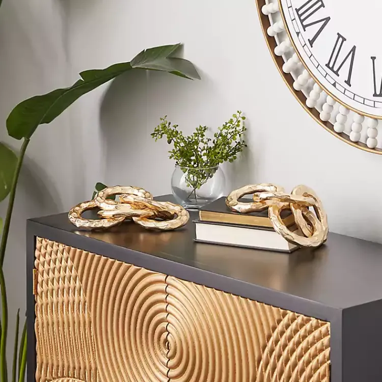 Outlet Aluminum Chain Link Sculptures, Set of 2 Statues & Figurines