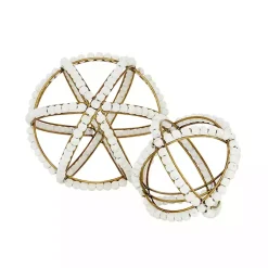 Best Gold and Ivory Wooden Bead 2-pc. Orb Set Bowl Filler