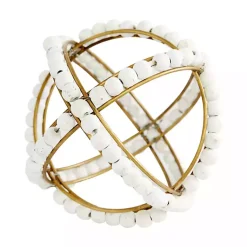 Best Gold and Ivory Wooden Bead 2-pc. Orb Set Bowl Filler