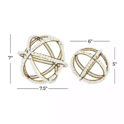 Best Gold and Ivory Wooden Bead 2-pc. Orb Set Bowl Filler