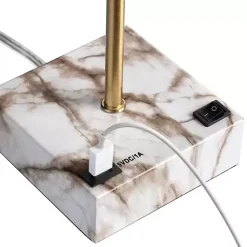 Kirklands Home Table Lamps|Gold and Marble USB Charging Table Lamp White