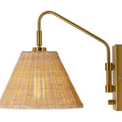 Clearance Gold and Rattan Wall Sconce Sconces