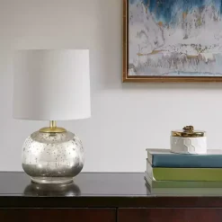 Kirklands Home Table Lamps|Gold and Silver Mercury Glass Table Lamp White