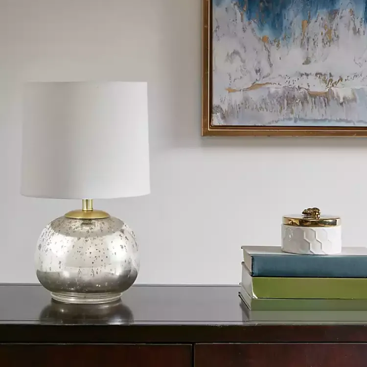 Kirklands Home Table Lamps|Gold and Silver Mercury Glass Table Lamp White