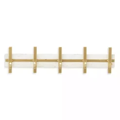 Kirklands Home Hooks|Gold and White 5-Hook Coat Rack