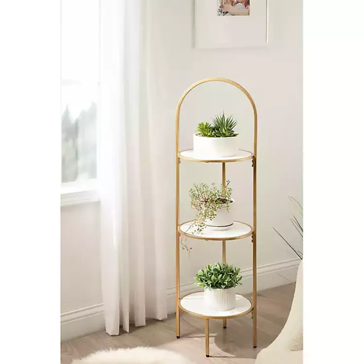Kirklands Home Planters|Gold Arched 3-Tier Plant Stand