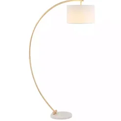 Kirklands Home Floor Lamps|Gold Curved Floor Lamp with Marble Base White
