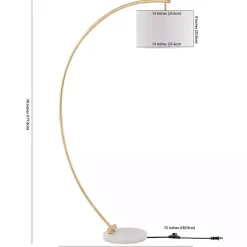 Kirklands Home Floor Lamps|Gold Curved Floor Lamp with Marble Base White