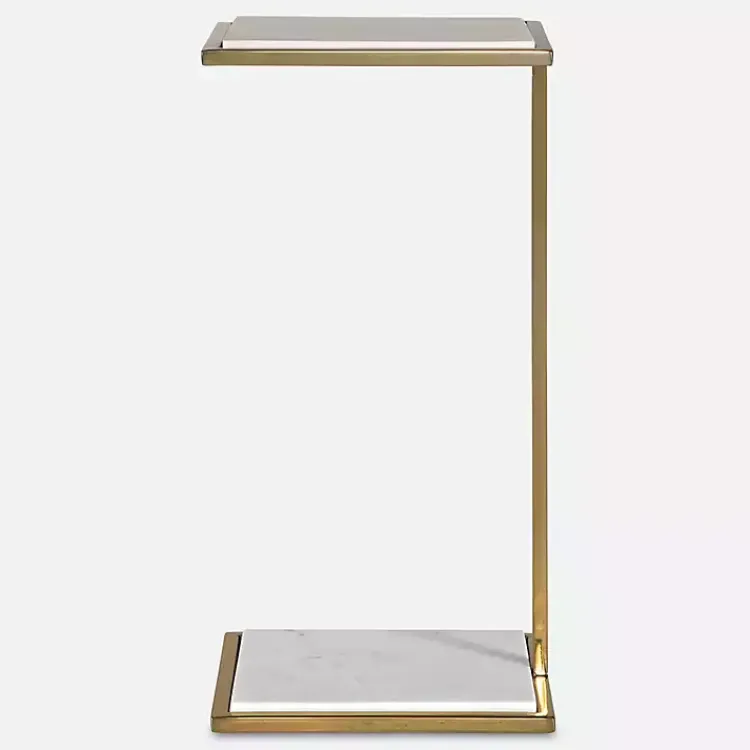 Kirklands Home Accent & End Tables|Gold Elevated Marble Accent Table White