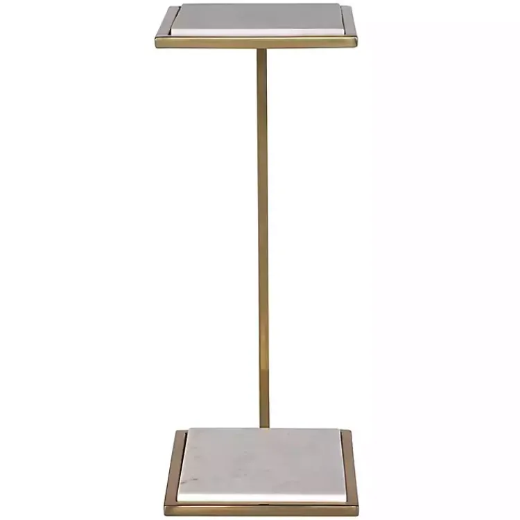 Kirklands Home Accent & End Tables|Gold Elevated Marble Accent Table White