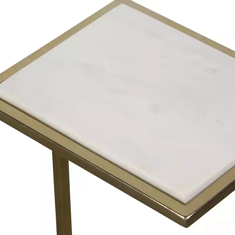 Kirklands Home Accent & End Tables|Gold Elevated Marble Accent Table White