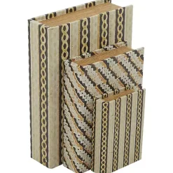 New Gold Faux Leather Chain Link Book Boxes, Set of 3 Baskets & Boxes