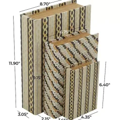 New Gold Faux Leather Chain Link Book Boxes, Set of 3 Baskets & Boxes