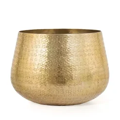 Kirklands Home Planters|Hammered Metal Retta Planter Gold